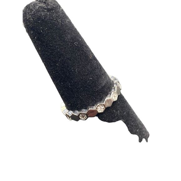 Sterling silver 925 beehive bee honeycomb pattern pave diamond cz ring size 8 - Picture 3 of 6